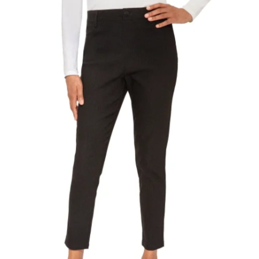 NWT Mario Serrani Women's Italy Textured Pull On Pant Black Size L $65 11HL334